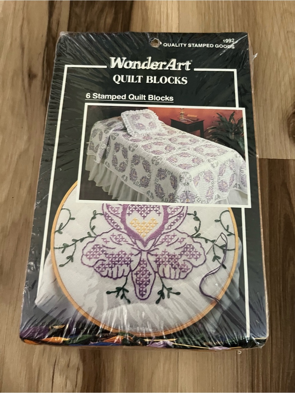 WonderArt Quilt Blocks Orchids and Vines 12 Stamped Quilt Blocks #1992 16x16 New
